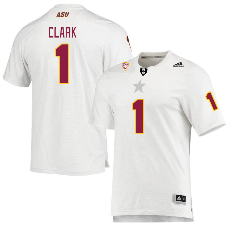 Men #1 Jordan Clark Arizona State Sun Devils College Football Jerseys Stitched Sale-White - Click Image to Close